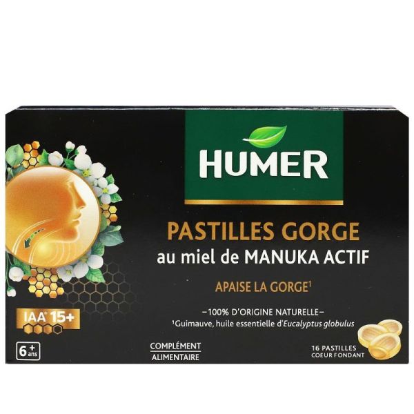 16 pastilles gorge miel de Manuka actif IAA15+